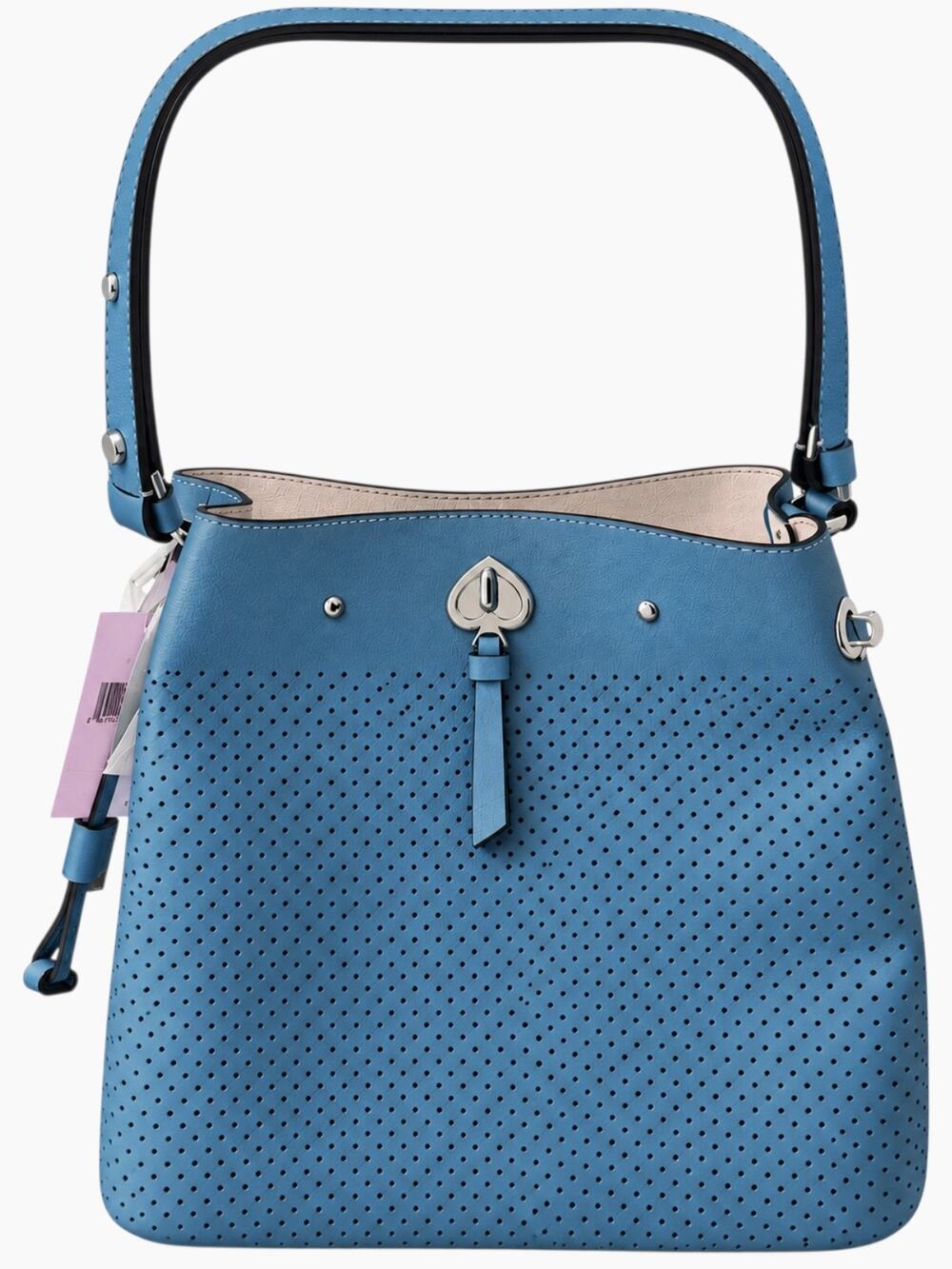 Kate Spade Large Marti Niagara Blue Perforated Leather Bucket Bag NWT